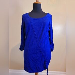 Vibrant Blue Braided Ruched Top